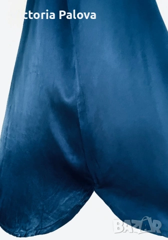 Винтидж синя копринена блуза RA-RE - италиански лукс от 90-те, снимка 11 - Блузи с дълъг ръкав и пуловери - 53032685