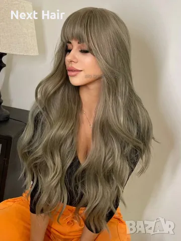 Тъмно руса перука с бретон, снимка 2 - Аксесоари за коса - 48465354