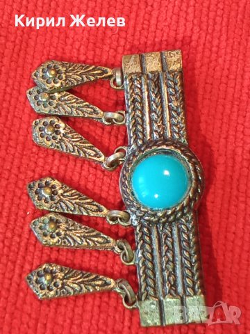 ТЮРКОАЗЕНА БРОНЗОВА ПОСРЕБРЕНА ВЪЗРОЖДЕНСКА РЯДКА БРОШКА НАКИТ за НОСИЯ МАЙСТОРСКА ИЗРАБОТКА 22417, снимка 5 - Антикварни и старинни предмети - 33134045