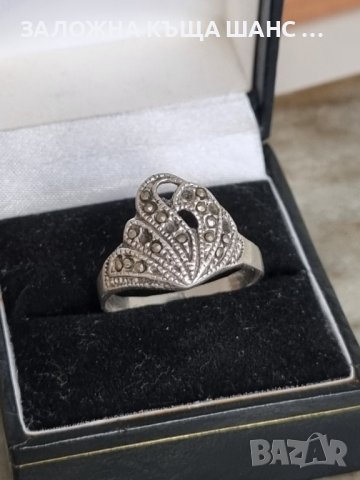 Сребърен пръстен с маркизити , снимка 2 - Пръстени - 41606252