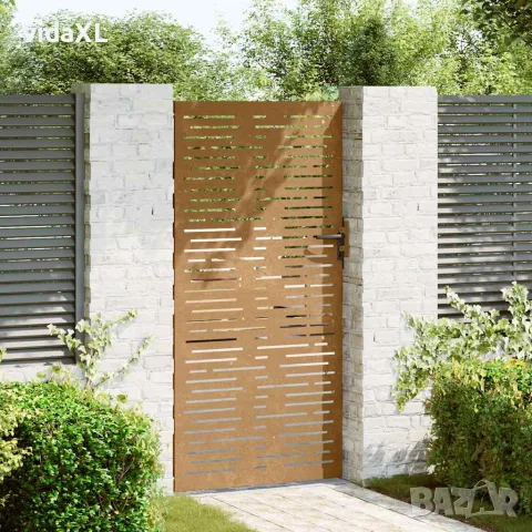 vidaXL Градинска порта 85x200 см, кортенова стомана, квадратен дизайн, снимка 3 - Огради и мрежи - 56146164
