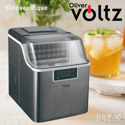 Ледогенератор Oliver Voltz, 170W, 22кг/24ч, 3.2 л, 24 квадратни кубчета за цикъл работа, Инокс