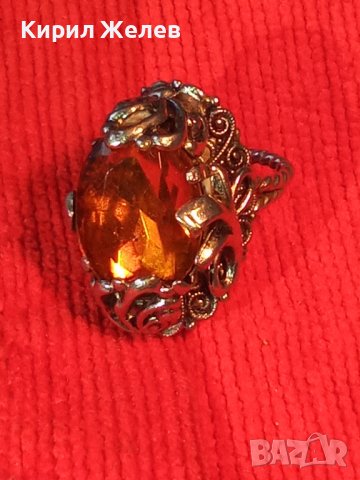 ВИНТИДЖ ПОСРЕБРЕН РЯДЪК АР-НУВО РЕТРО ПРЪСТЕН с ГОЛЯМ ФАСЕТИРАН ЦИТРИН РЪЧНА РАБОТА 20509, снимка 16 - Антикварни и старинни предмети - 32317898
