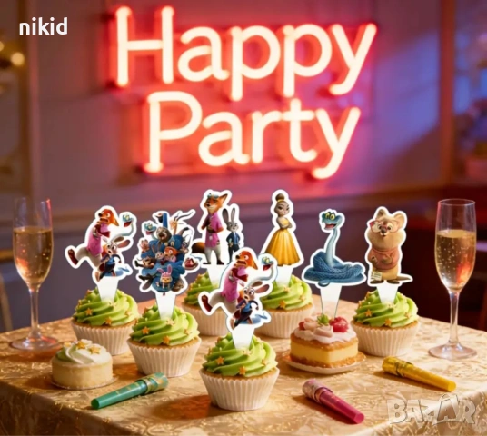 Зоотопия Зоотрополис Zootropolis Zootopia топери топер за торта мъфини кексчета картонени, снимка 5 - Други - 53263156