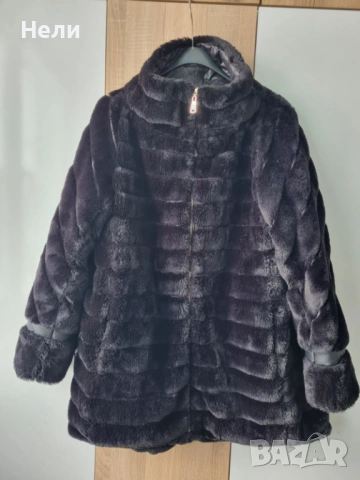 Двулицево дамско палто еко пух. , снимка 2 - Якета - 53130924