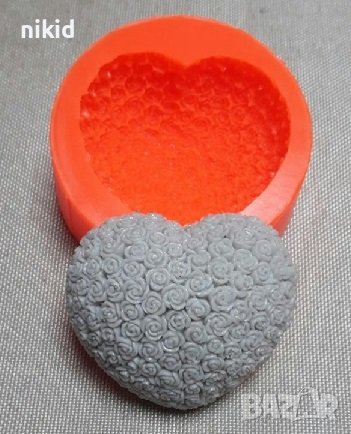 10 см сърце от ситни рози силиконов молд форма калъп фондан гипс шоколад, снимка 2 - Форми - 39522176