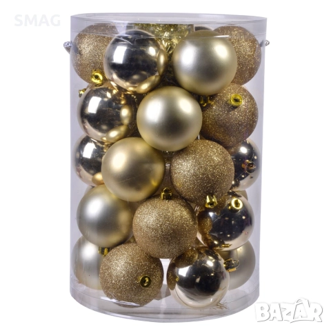 Комплект коледни топки златисти 7 см 30 бр._1123987