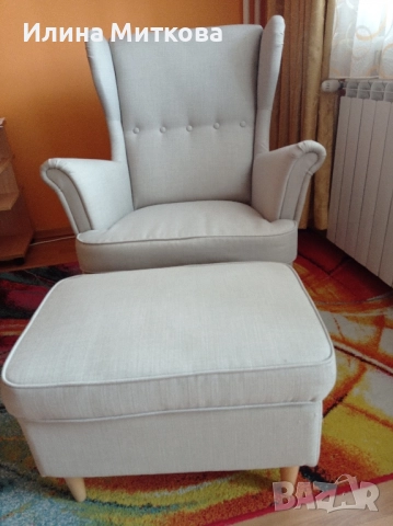 Кресло и табуретка STRANDMON, снимка 2 - Дивани и мека мебел - 52772211