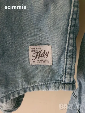 Pepe Jeans London HRTG Premium Denim дънкова риза XXL светлосиня 100% памук, снимка 3 - Ризи - 55985288