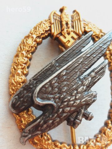 WW2-Немски знак парашутист Вермахт/злато сребро/, снимка 4 - Колекции - 41746052