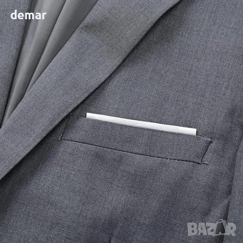 YFFUSHI Мъжко сако Slim Fit с папионка и 1 копче, класическо леко сако, сиво, XL, снимка 5 - Сака - 52443097