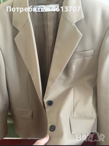 Zara бежов блейзър S, снимка 3 - Сака - 51945856