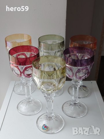 Кристални чаши-комплект от шест броя,многоцветен кристал, снимка 3 - Чаши - 41484526
