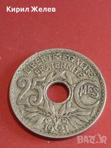 Стара монета 25 сантимес 1921г. Република Франция за КОЛЕКЦИОНЕРИ 30388