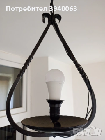 Стар полилей от ковано желязо единичен , снимка 6 - Лампи за таван - 43952225