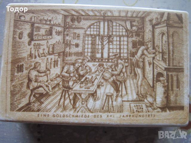 Уникален старинен порцеланов голям кибритник с кибрит, снимка 2 - Колекции - 33937725