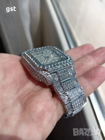 Уникален Часовник Cartier Картие All Diamonds Crystals Copy Унисекс Мъжки дамски Римски цифри , снимка 9 - Мъжки - 50360824