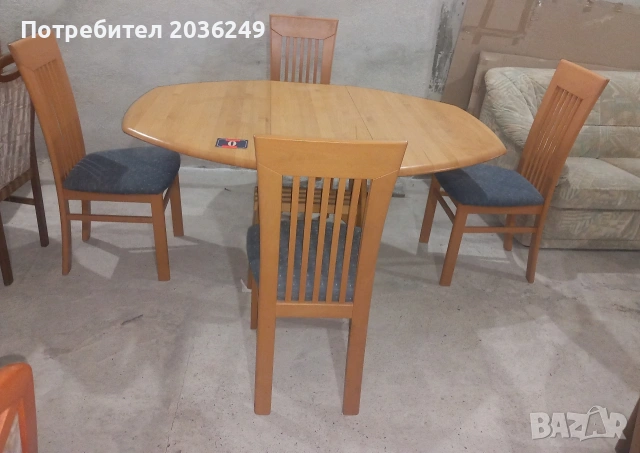 Комплект масивна разтегателна маса с 4 стола, снимка 2 - Маси - 53249835
