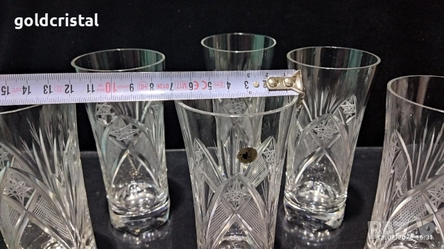Кристални чаши Зорница , снимка 4 - Антикварни и старинни предмети - 44466067