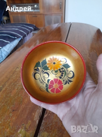 Стара дървена паница,хохлома #7, снимка 4 - Други ценни предмети - 52309817