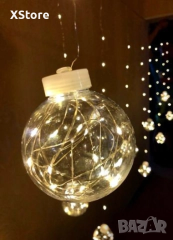 Празнични LED светлини топка с 10 топки в бяла студена и бяла топла светлина SD8, снимка 2 - Лед осветление - 52441044