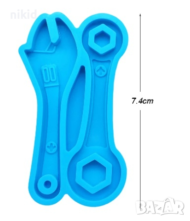 2 бр гаечен ключ инструменти силиконов молд форма за декорация фондан смола ключодържател , снимка 2 - Форми - 36263742