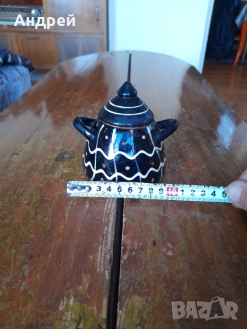 Стара керамична тенджера сувенир, снимка 3 - Други ценни предмети - 53268427