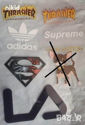 Thrasher LV adi супермен Supremen лого щампа термо апликация картинка за дреха блуза чанта