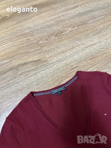Дамски Вълнен пуловер Tommy Hilfiger дамски в бордо от лека материя , XS размер, снимка 7 - Блузи с дълъг ръкав и пуловери - 53801855
