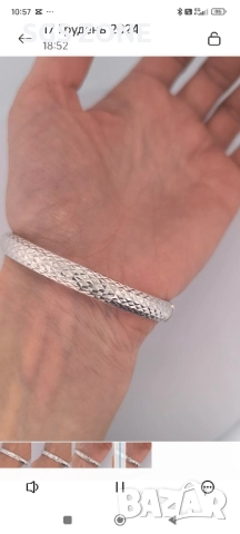 Стилна Сребърна Гривна, снимка 4 - Гривни - 49576078