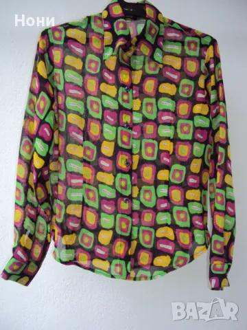 Дамска официална копринена риза ръст С с много ярки цветове, снимка 1