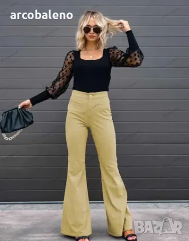 Дамски ежедневни панталони с висока талия от кадифе, 6цвята , снимка 2 - Панталони - 48279012