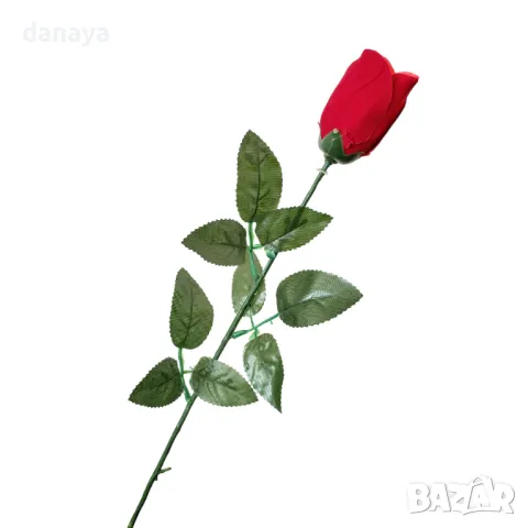 3752 Изкуствена червена роза за декорация, 65 см, снимка 3 - Изкуствени цветя - 41057864