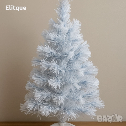 Елегантна елха в бял и син цвят 60 см – Стилна празнична декорация, снимка 6 - Други стоки за дома - 52448911