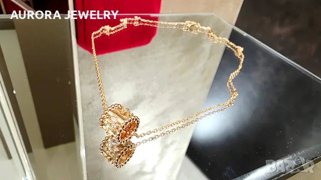 Van Cleef & Arpels VCA Rose Gold Perlee Clover Diamond Alhambra Дамско Колие, снимка 6 - Колиета, медальони, синджири - 56220219