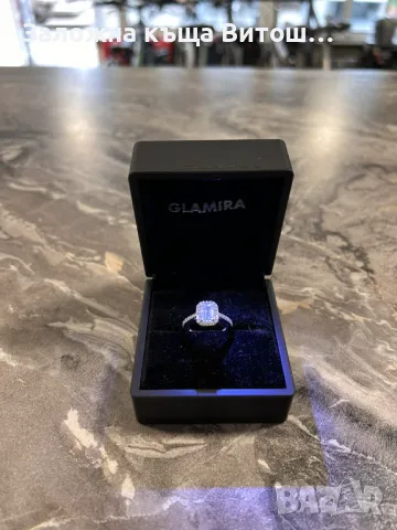 Златен пръстен със бял циркон Glamira 2.9гр. 18 карата бяло злато, снимка 18 - Пръстени - 47304846