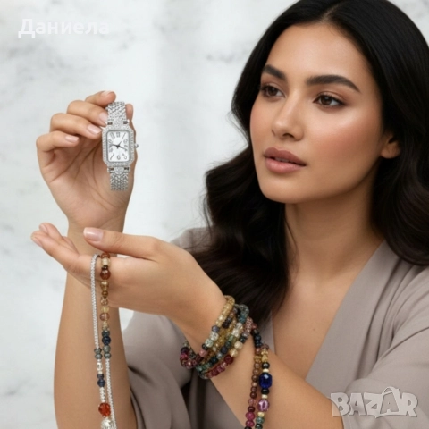 Дамски комплект: часовник, гривни и колие – стил в три стъпки, снимка 2 - Дамски - 52566715