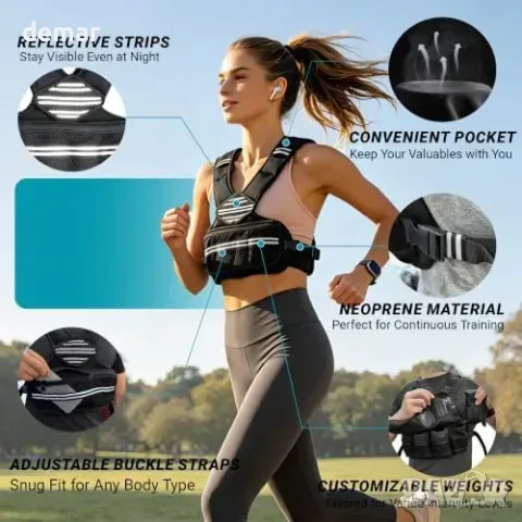 Жилетка с регулируеми тежести JX Fitness, 2,7–9 кг, снимка 2 - Спортна екипировка - 56216799