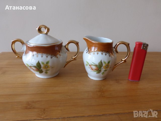 Полски порцеланови захарница и каничка за мляко латиера 1925 г, снимка 2 - Прибори за хранене, готвене и сервиране - 41323285