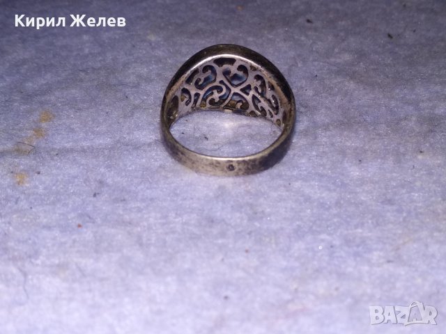 СТАР АЖУРЕН СРЕБЪРЕН АРТ ПРЪСТЕН СРЕБРО 925 с ПОЗЛАТА 34958, снимка 6 - Пръстени - 41336836