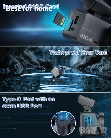 4K многофункционален видеорегистратор Dynacam, снимка 7 - Камери - 49752394