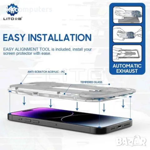 LITO Стъклен Screen Протектор Лесно Поставяне за iPhone XR/11 6.1 Баркод : 2403785, снимка 4 - Фолия, протектори - 47897496