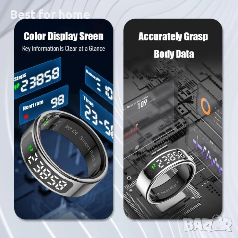 Умен пръстен за фитнес тракер, размер 8, цвят - розово злато, снимка 6 - Смарт гривни - 53666375