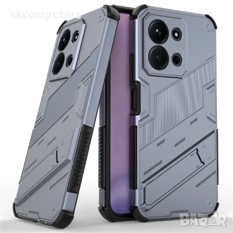 Xiaomi Redmi 15C 5G / 4G / Poco C85 4G Удароустойчив - PC+TPU Калъф с Протектор и Стойка (Черен, Бял, снимка 6 - Калъфи, кейсове - 52072361