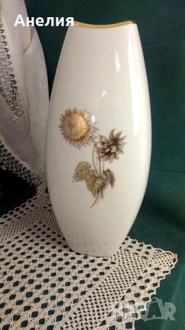 Ваза с цвят шампанско и слънчогледи-масивна, снимка 3 - Вази - 50571162