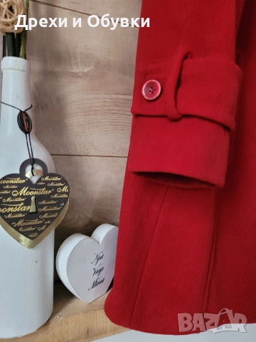 Тъмно червено палто Италия кашмир и вълна , снимка 8 - Палта, манта - 52691315
