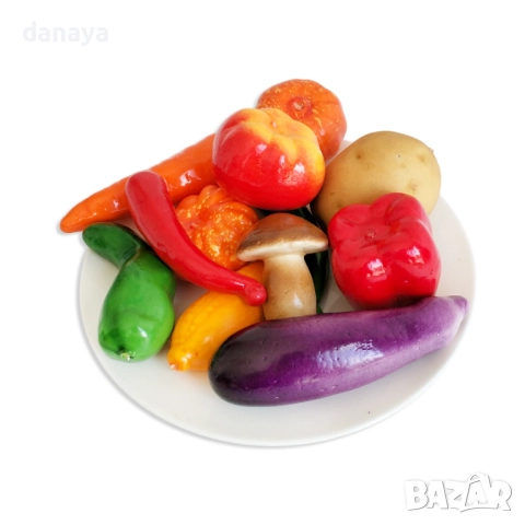 6085 Комплект изкуствени мини зеленчуци за декорация, 12 броя, снимка 3 - Изкуствени цветя - 51708114