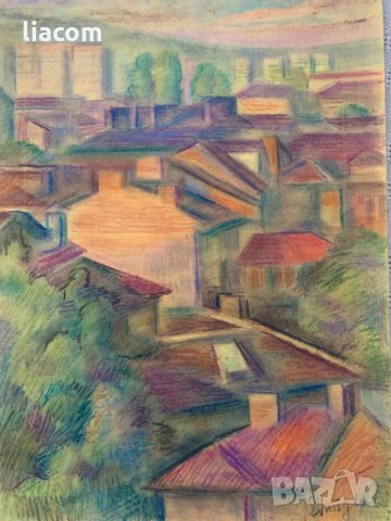 ЕЛКА НАЙДЕНОВА градски пейзаж – Пастел, снимка 5 - Картини - 33871188