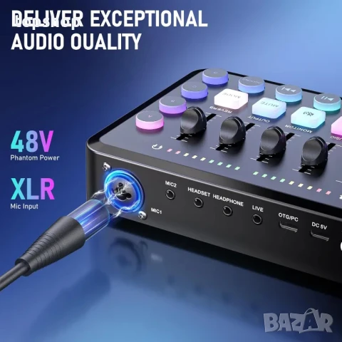 Звукова, саунд карта Facmogu F11 аудио миксер за поточно предаване, XLR, DJ миксерни ефекти, 48V, снимка 2 - Еквалайзери - 50494970