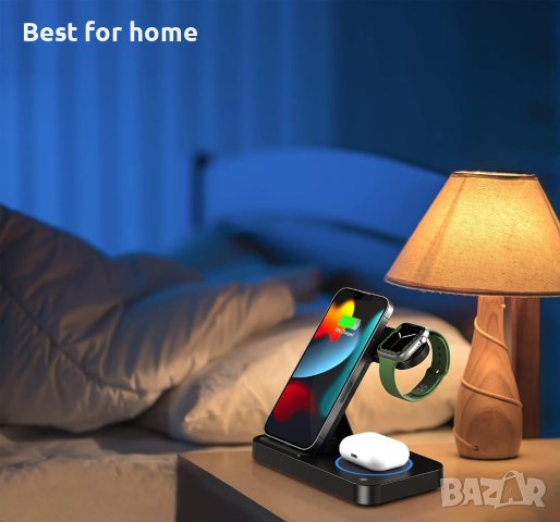 Безжична бърза зарядна докинг станция 4 в 1 модел С АДАПТЕР, снимка 2 - Безжични зарядни - 41918248